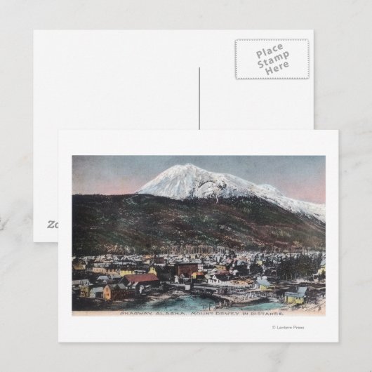 View of Town and山DeweySkagway, AK ポストカード (正面/裏面)