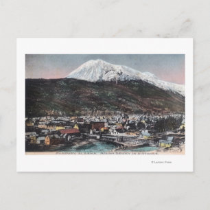 View of Town and山DeweySkagway, AK ポストカード