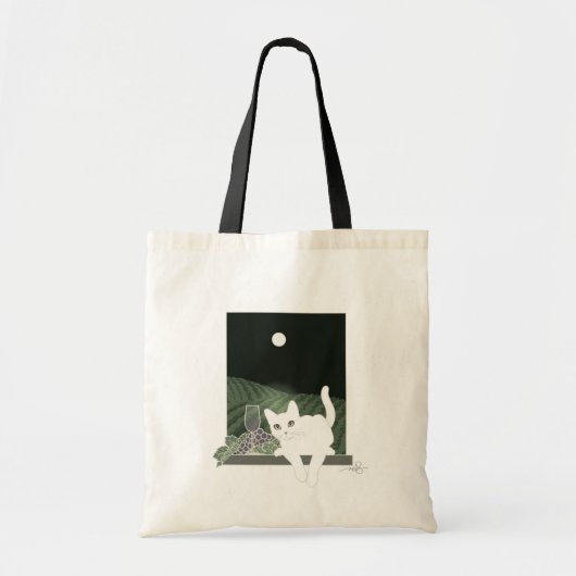 Vigne, Clair de Lune et Chat Blanc (White Cat)バッグ トートバッグ (正面)