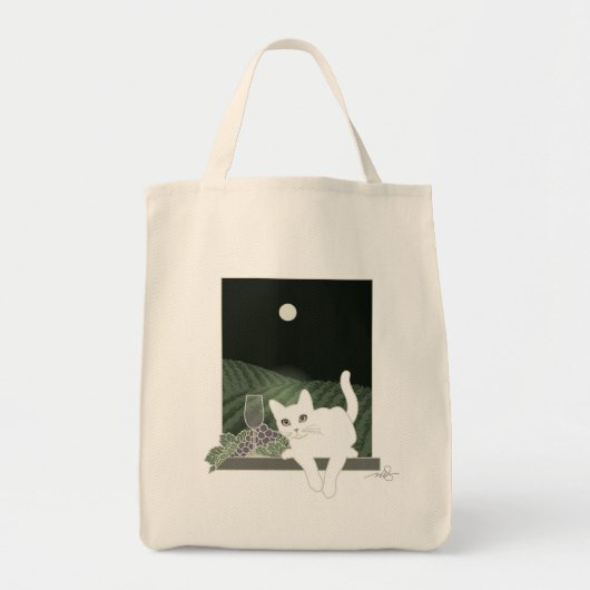 Vigne, Clair de Lune et Chat Blanc (White Cat)バッグ トートバッグ (正面)