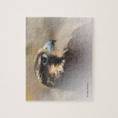 Vignettedプロフィールのペレグリン《鳥》ハヤブサ ジグソーパズル (縦)