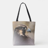 Vignettedプロフィールのペレグリン《鳥》ハヤブサ トートバッグ (裏面)