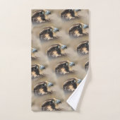 Vignettedプロフィールのペレグリン《鳥》ハヤブサ バスタオルセット (ハンドタオル)