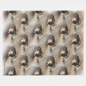 Vignettedプロフィールのペレグリン《鳥》ハヤブサ フリースブランケット (正面(横))