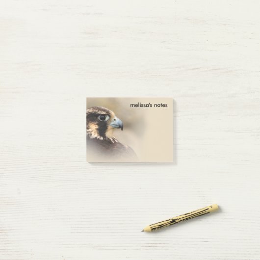 Vignettedプロフィールのペレグリン《鳥》ハヤブサ ポストイット (デスク上)