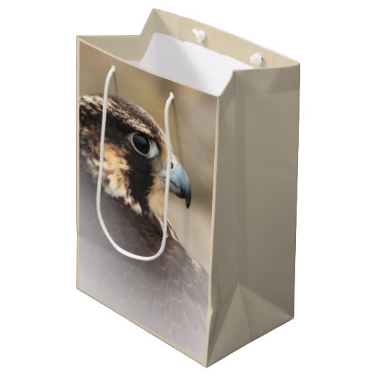 Vignettedプロフィールのペレグリン《鳥》ハヤブサ ミディアムペーパーバッグ (正面アングル)