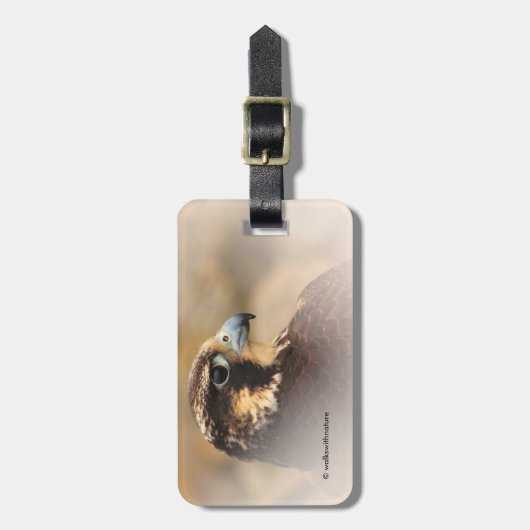 Vignettedプロフィールのペレグリン《鳥》ハヤブサ ラゲッジタグ (正面縦)