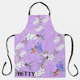 viintage birds purple botanical wallpaper エプロン