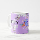 viintage birds purple botanical wallpaper コーヒーマグカップ (正面左)