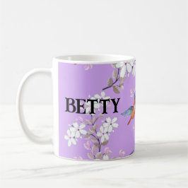 viintage birds purple botanical wallpaper コーヒーマグカップ