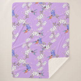 viintage birds purple botanical wallpaper シェルパブランケット
