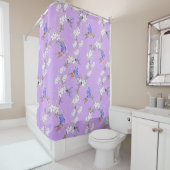 viintage birds purple botanical wallpaper シャワーカーテン (インサイチュ)