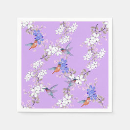viintage birds purple botanical wallpaper スタンダードカクテルナプキン