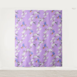 viintage birds purple botanical wallpaper タペストリー