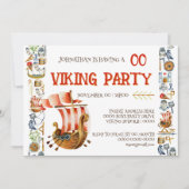 Viking Birthday Invitation Boys 1–7 Galleon ship 招待状 (正面)