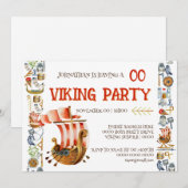 Viking Birthday Invitation Boys 1–7 Galleon ship 招待状 (正面/裏面)