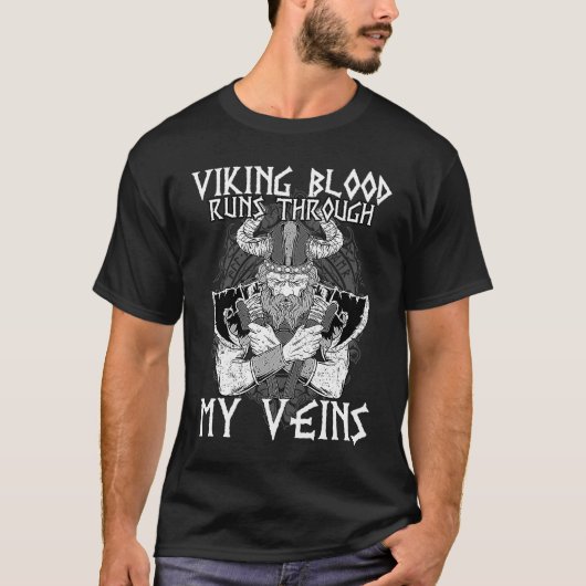 Viking Blood Runs Through My Veins I Valhalla Viki Tシャツ (正面)