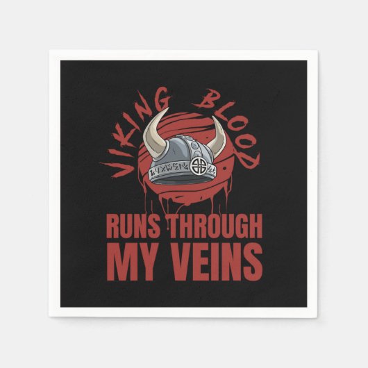 Viking Blood Vikings Nordic スタンダードカクテルナプキン (正面)
