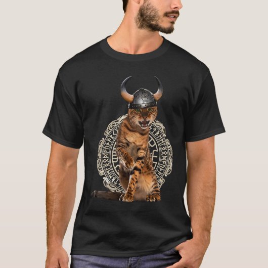 Viking Cat Valhalla Norse Warrior Tシャツ (正面)