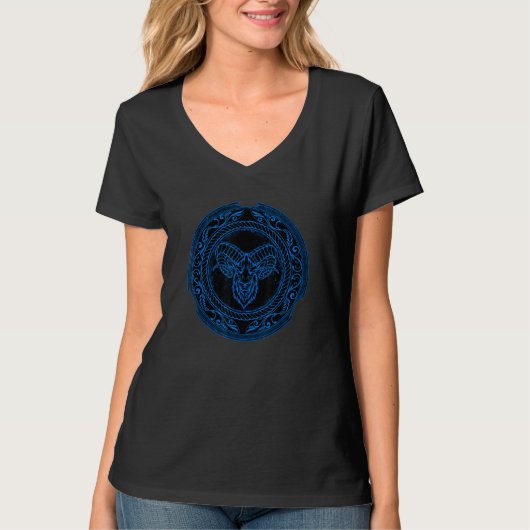 Viking Celtic Ram Aries Zodiac Tシャツ (正面)