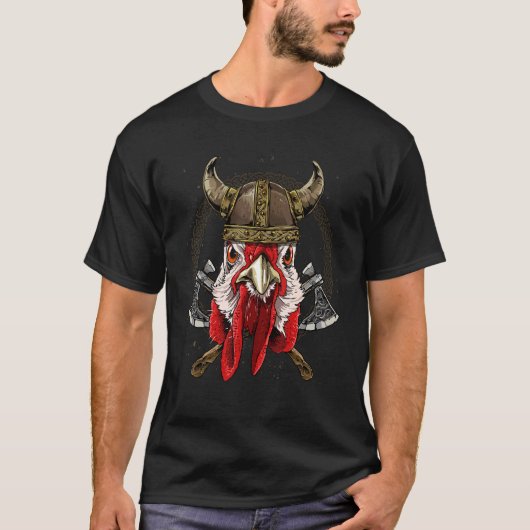 Viking Chicken Renaissance Medieval Norse Pagan Va Tシャツ (正面)