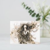 Viking Deity Sketch Drawing of Norse Goddess Hel ポストカード (スタンド正面)