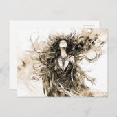 Viking Deity Sketch Drawing of Norse Goddess Hel ポストカード (正面/裏面)