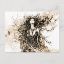 Viking Deity Sketch Drawing of Norse Goddess Hel