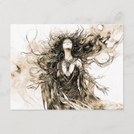 Viking Deity Sketch Drawing of Norse Goddess Hel ポストカード