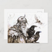 Viking Deity Sketch Pen Drawing of Norse God Odin ポストカード (正面/裏面)