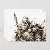 Viking Deity Sketch Pen Drawing of Norse God Odin ポストカード (正面/裏面)