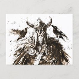 Viking Deity Sketch Pen Drawing of Norse God Odin ポストカード