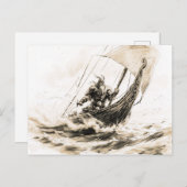 Viking Deity Sketch Pen Drawing of Norse God Odin ポストカード (正面/裏面)