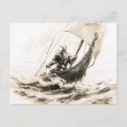 Viking Deity Sketch Pen Drawing of Norse God Odin ポストカード (正面)