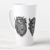 Viking, Dragon & Shield Maiden – Nordic Mythic Ink カフェラテマグ (左アングル)
