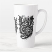 Viking, Dragon & Shield Maiden – Nordic Mythic Ink カフェラテマグ (右)