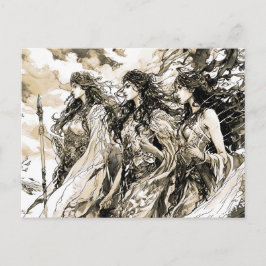 Viking Drawing of a Norse God three norns ポストカード