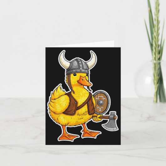 Viking Duck Funny Warrior Design  カード (正面)