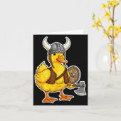 Viking Duck Funny Warrior Design  カード (黄色い花)