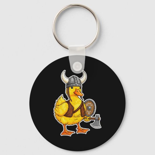 Viking Duck Funny Warrior Design  キーホルダー (正面)