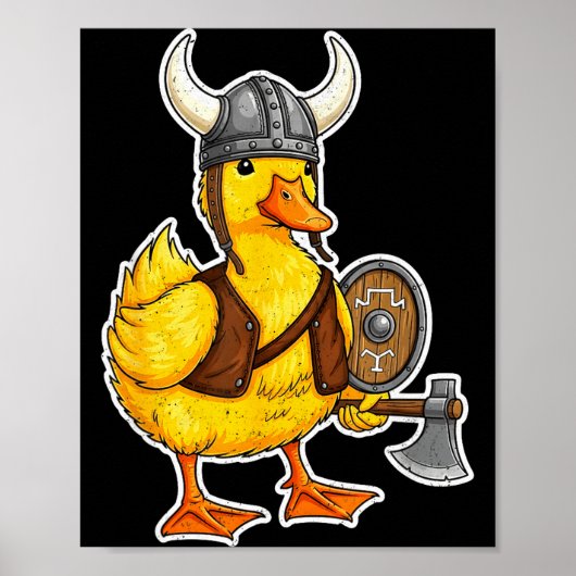 Viking Duck Funny Warrior Design  ポスター (正面)