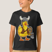 Viking Duck Funny Warrior Design Tシャツ (正面)
