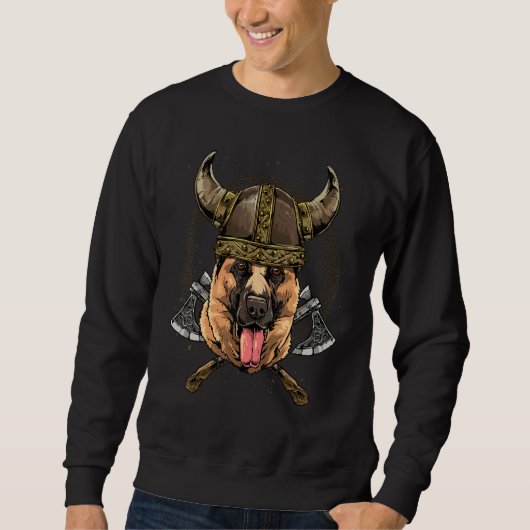 Viking German Shepherd Renaissance Norse Pagan Val スウェットシャツ (正面)