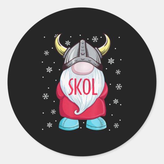 Viking Gnome Skol Christmas Norse Pajama Viking Me ラウンドシール (正面)