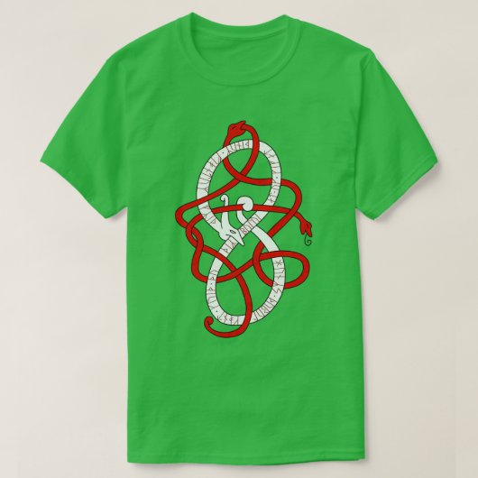 Viking knot work dragon with younger futhark runic tシャツ (デザイン正面)