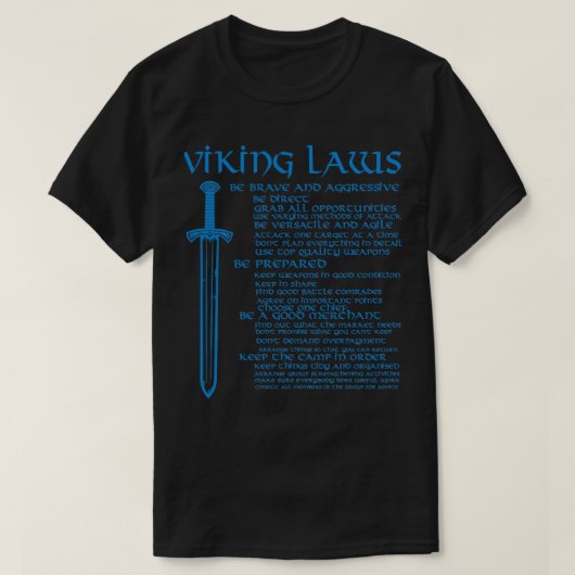 Viking Laws Scandinavian Warriors Sword Blue Tシャツ (デザイン正面)