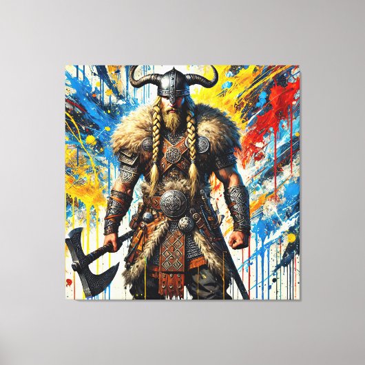 Viking Nordic Scandinavian warrior medieval myth キャンバスプリント (正面)