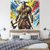 Viking Nordic Scandinavian warrior medieval myth キャンバスプリント (インサイチュ (寝室))