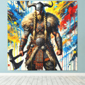 Viking Nordic Scandinavian warrior medieval myth キャンバスプリント (インサイチュ (ウッドフロア))