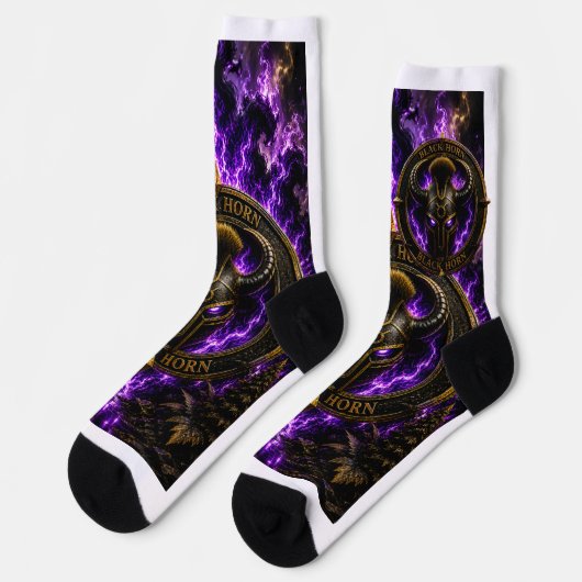 Viking Nordique Violet et Noir – Desig ソックス (左)